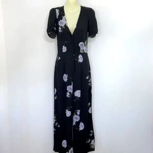 Reformation Jumpsuit “France Regalia” Floral on Black Nwot Sz 6